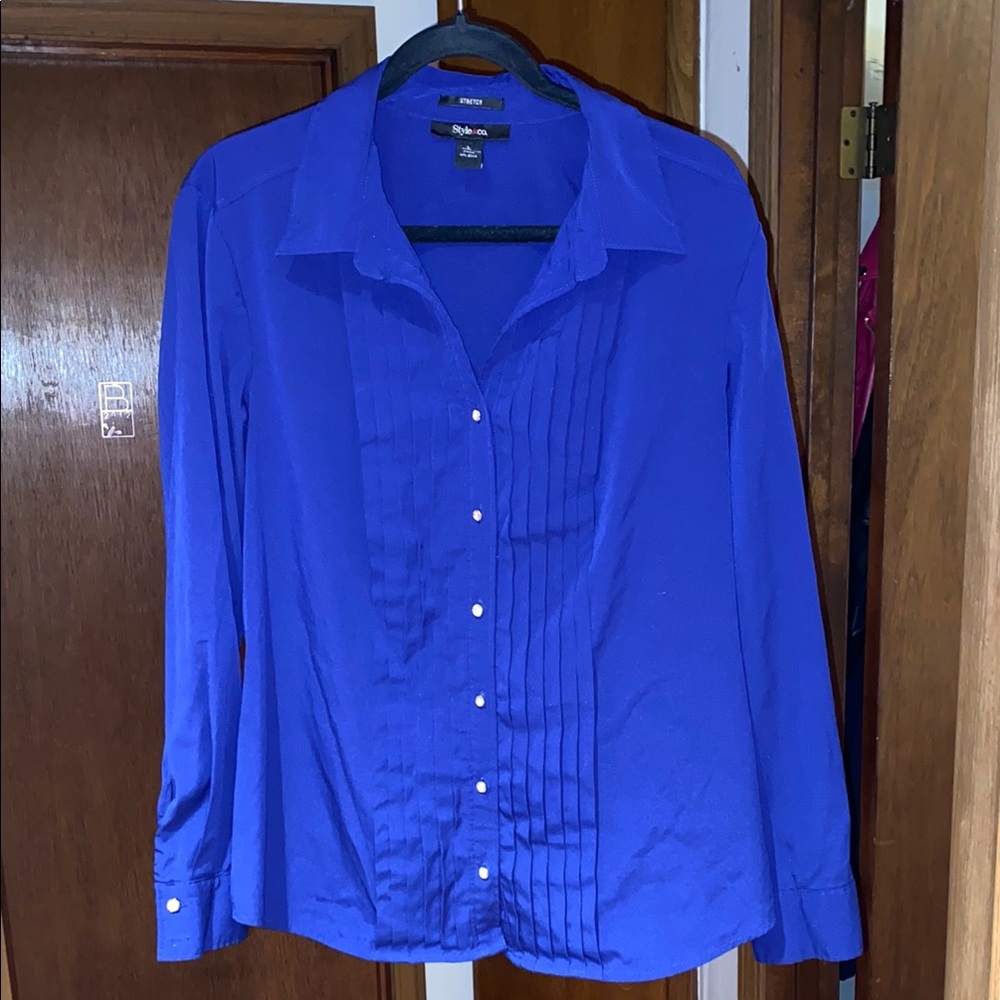 Blue Women's Top with jewel buttons
